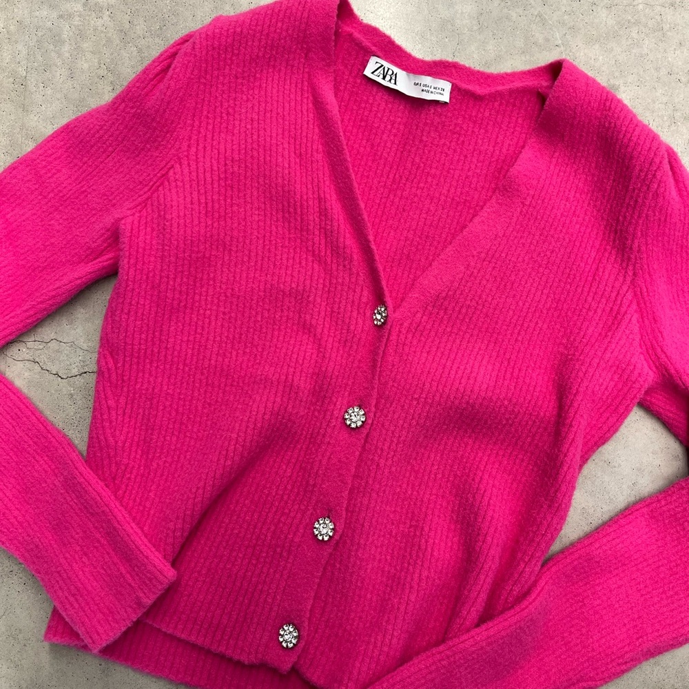 💖 Zara Fuchsia Button-Up Cardigan - Picture 7 of 8